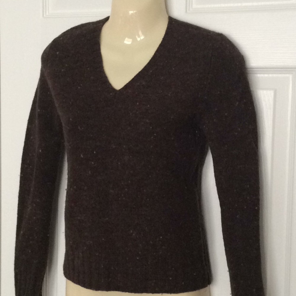 ♦️ Vintage EXPRESS lambswool crop sweater S brown pullover EUC